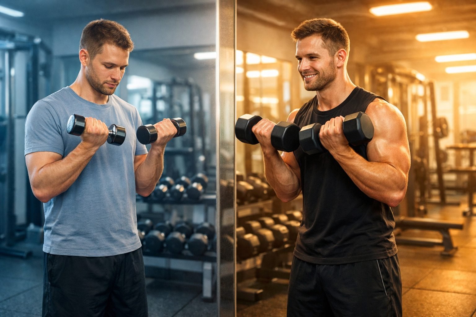 Beginner doing safe strength training exercise with proper form