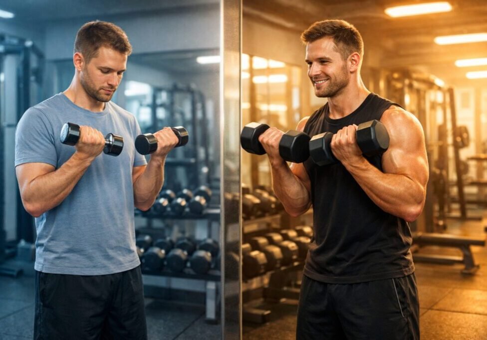 Beginner doing safe strength training exercise with proper form